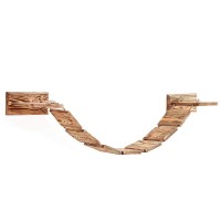 Decorative Rustic Wall Mounted Wooden Cat Shelf With Solid Wood And Strong Ropes